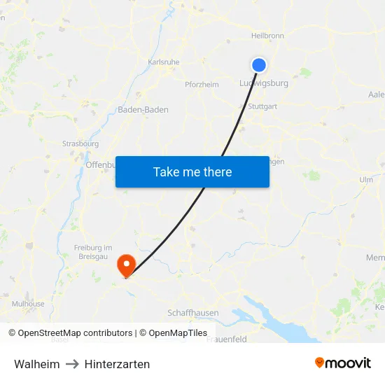 Walheim to Hinterzarten map