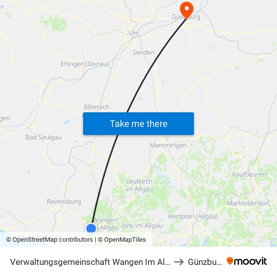 Verwaltungsgemeinschaft Wangen Im Allgäu to Günzburg map