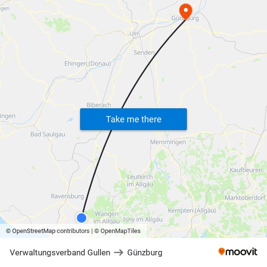 Verwaltungsverband Gullen to Günzburg map