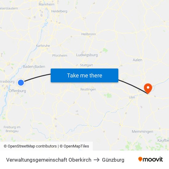Verwaltungsgemeinschaft Oberkirch to Günzburg map