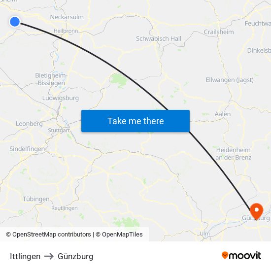 Ittlingen to Günzburg map