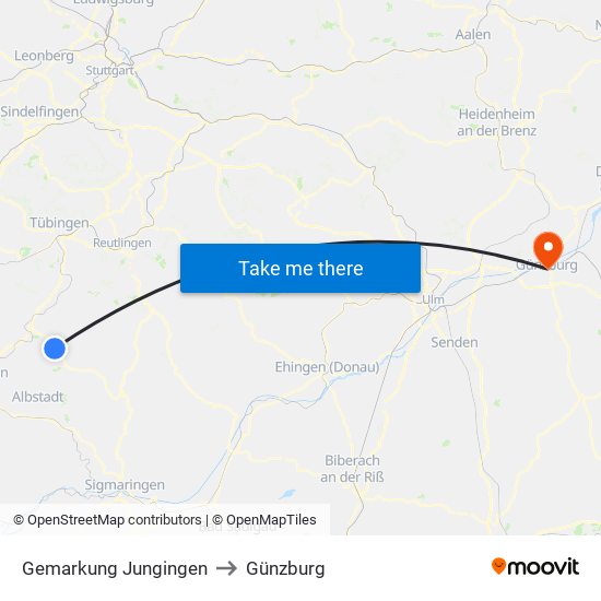 Gemarkung Jungingen to Günzburg map