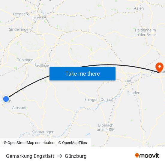 Gemarkung Engstlatt to Günzburg map