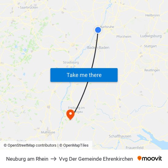 Neuburg am Rhein to Vvg Der Gemeinde Ehrenkirchen map