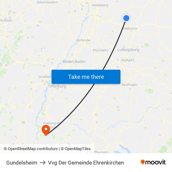 Gundelsheim to Vvg Der Gemeinde Ehrenkirchen map