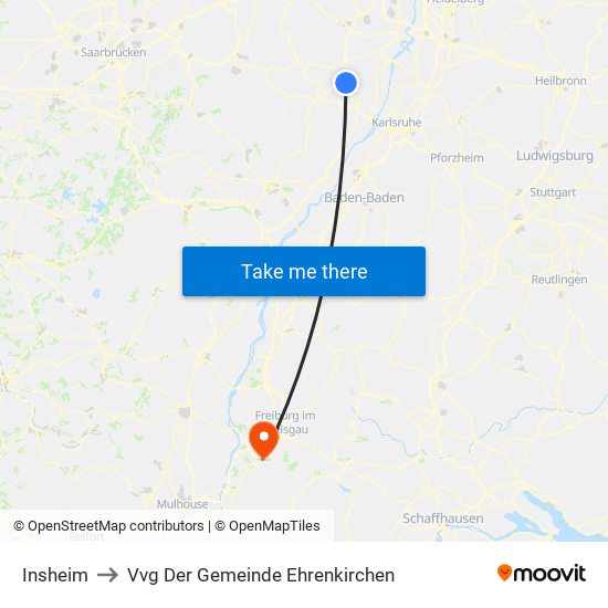 Insheim to Vvg Der Gemeinde Ehrenkirchen map