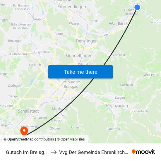 Gutach Im Breisgau to Vvg Der Gemeinde Ehrenkirchen map