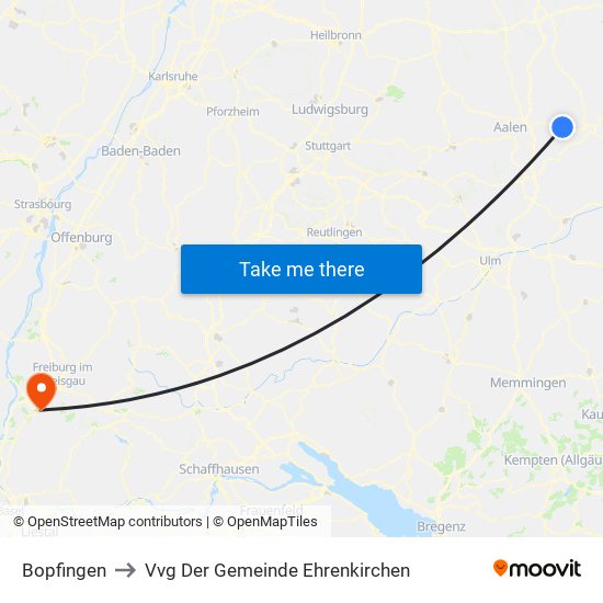 Bopfingen to Vvg Der Gemeinde Ehrenkirchen map