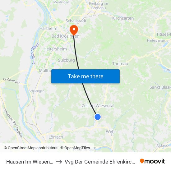 Hausen Im Wiesental to Vvg Der Gemeinde Ehrenkirchen map