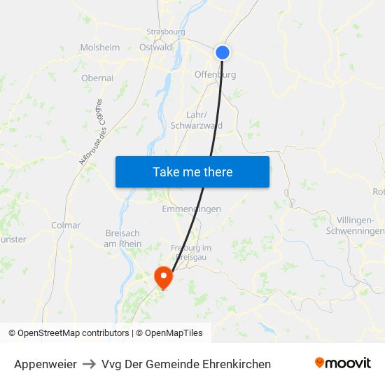 Appenweier to Vvg Der Gemeinde Ehrenkirchen map