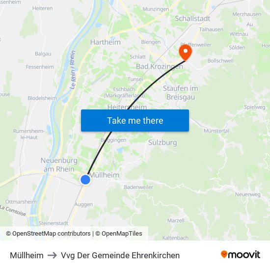 Müllheim to Vvg Der Gemeinde Ehrenkirchen map