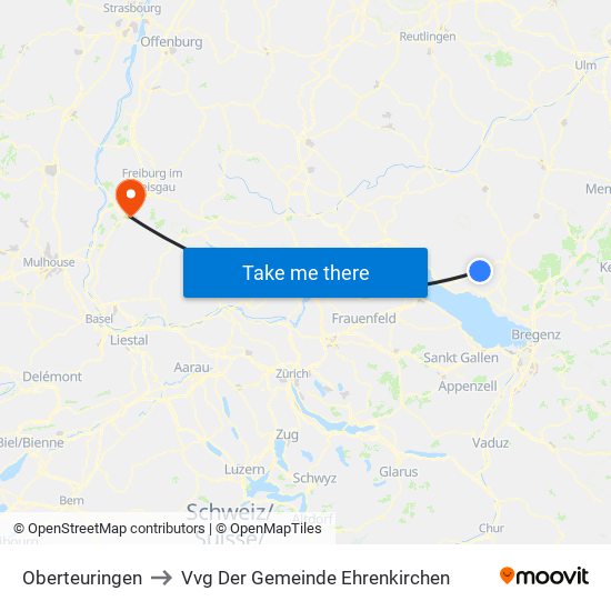 Oberteuringen to Vvg Der Gemeinde Ehrenkirchen map