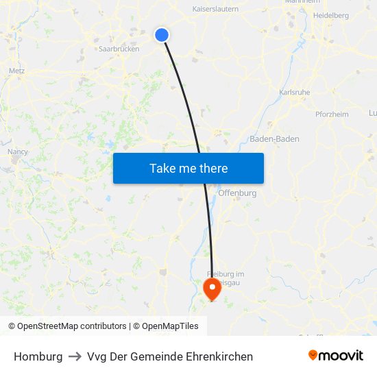 Homburg to Vvg Der Gemeinde Ehrenkirchen map