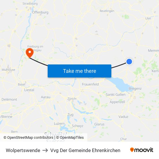 Wolpertswende to Vvg Der Gemeinde Ehrenkirchen map