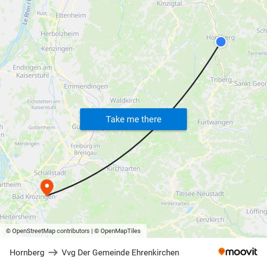 Hornberg to Vvg Der Gemeinde Ehrenkirchen map