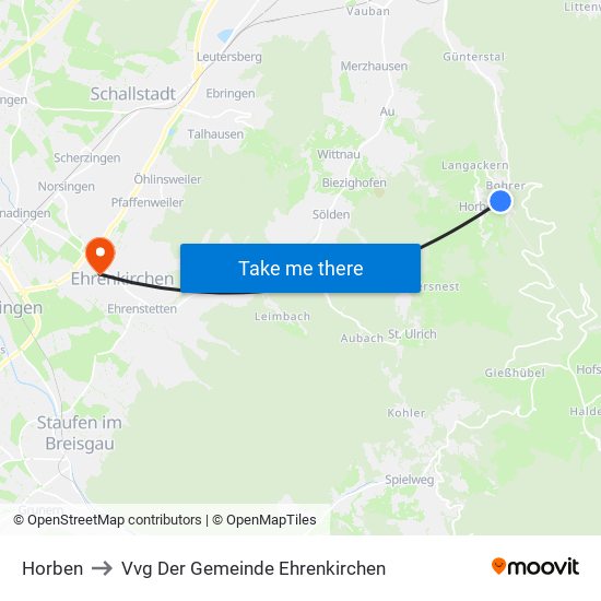 Horben to Vvg Der Gemeinde Ehrenkirchen map