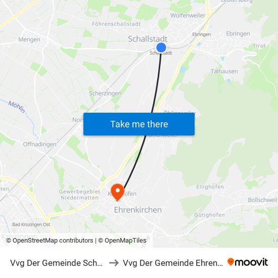 Vvg Der Gemeinde Schallstadt to Vvg Der Gemeinde Ehrenkirchen map