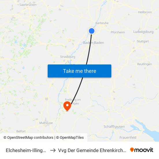 Elchesheim-Illingen to Vvg Der Gemeinde Ehrenkirchen map