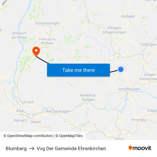 Blumberg to Vvg Der Gemeinde Ehrenkirchen map