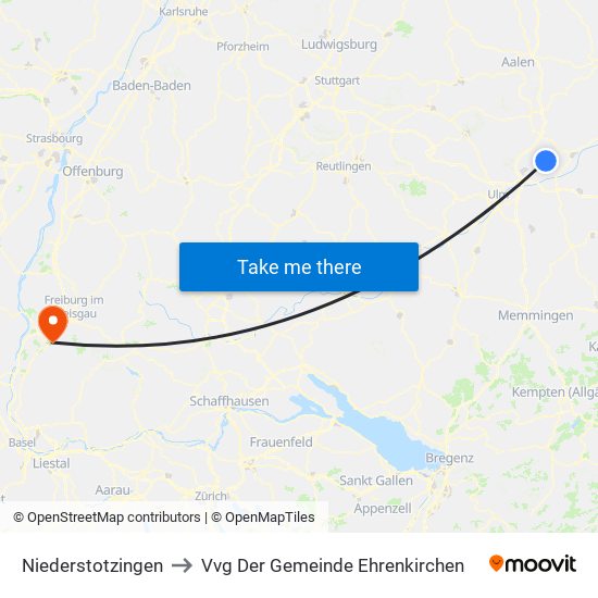 Niederstotzingen to Vvg Der Gemeinde Ehrenkirchen map