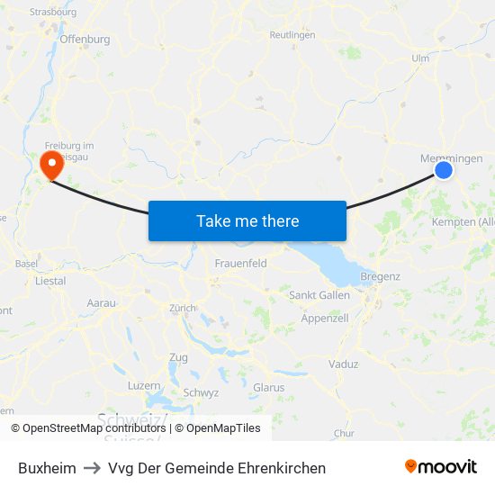 Buxheim to Vvg Der Gemeinde Ehrenkirchen map