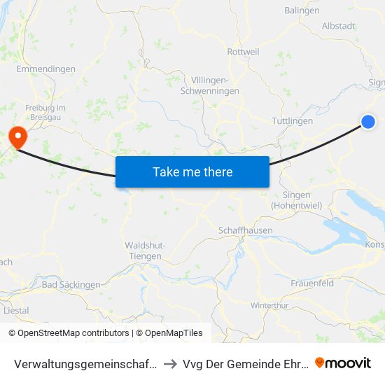 Verwaltungsgemeinschaft Meßkirch to Vvg Der Gemeinde Ehrenkirchen map