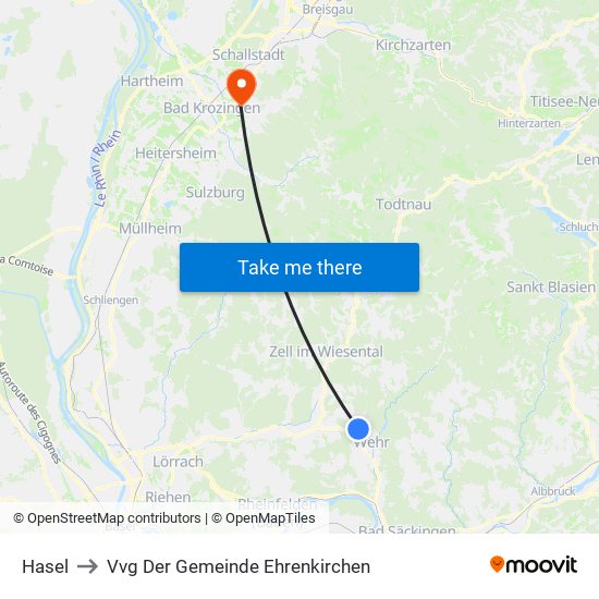 Hasel to Vvg Der Gemeinde Ehrenkirchen map