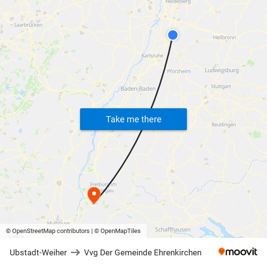 Ubstadt-Weiher to Vvg Der Gemeinde Ehrenkirchen map