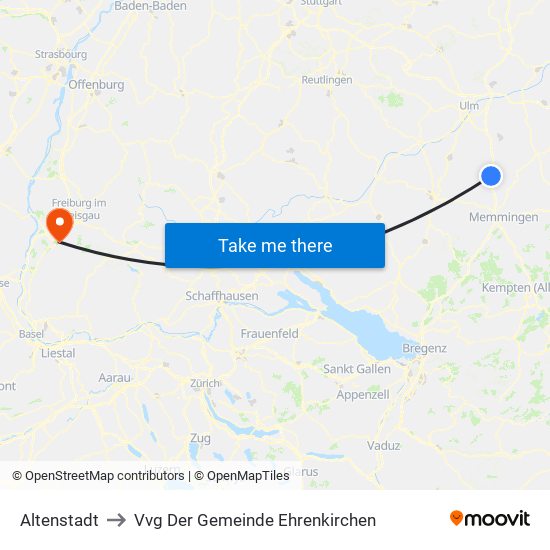 Altenstadt to Vvg Der Gemeinde Ehrenkirchen map