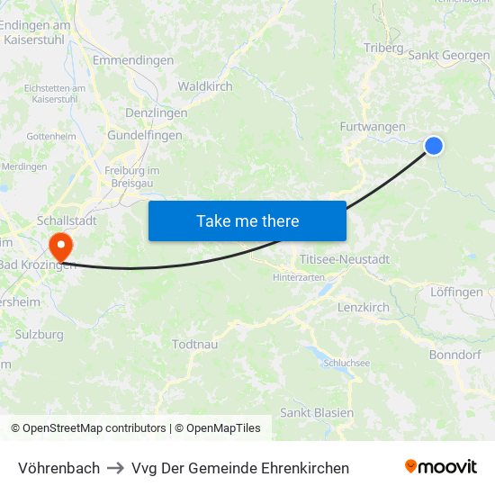 Vöhrenbach to Vvg Der Gemeinde Ehrenkirchen map