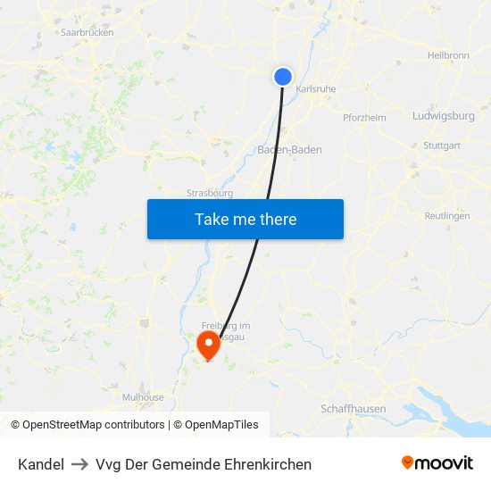 Kandel to Vvg Der Gemeinde Ehrenkirchen map
