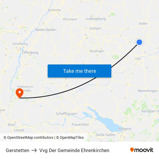 Gerstetten to Vvg Der Gemeinde Ehrenkirchen map