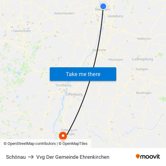 Schönau to Vvg Der Gemeinde Ehrenkirchen map