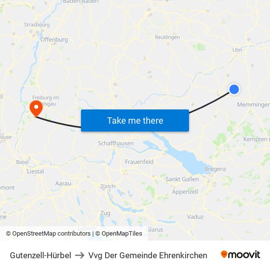 Gutenzell-Hürbel to Vvg Der Gemeinde Ehrenkirchen map