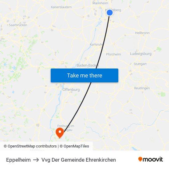 Eppelheim to Vvg Der Gemeinde Ehrenkirchen map