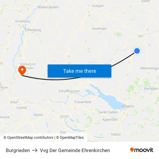 Burgrieden to Vvg Der Gemeinde Ehrenkirchen map