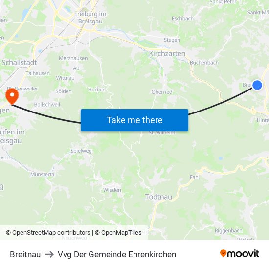 Breitnau to Vvg Der Gemeinde Ehrenkirchen map