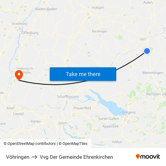 Vöhringen to Vvg Der Gemeinde Ehrenkirchen map