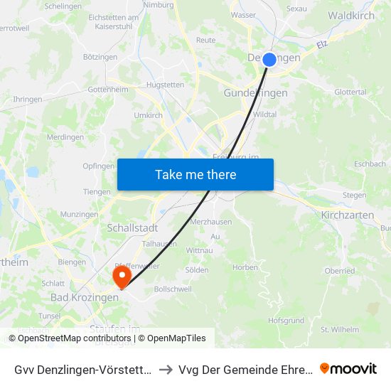 Gvv Denzlingen-Vörstetten-Reute to Vvg Der Gemeinde Ehrenkirchen map