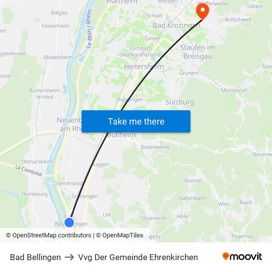 Bad Bellingen to Vvg Der Gemeinde Ehrenkirchen map