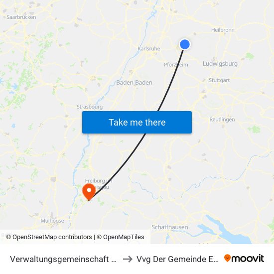 Verwaltungsgemeinschaft Oberderdingen to Vvg Der Gemeinde Ehrenkirchen map