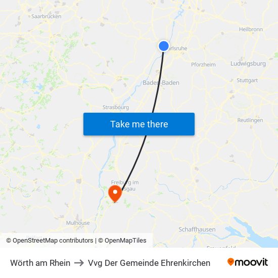 Wörth am Rhein to Vvg Der Gemeinde Ehrenkirchen map