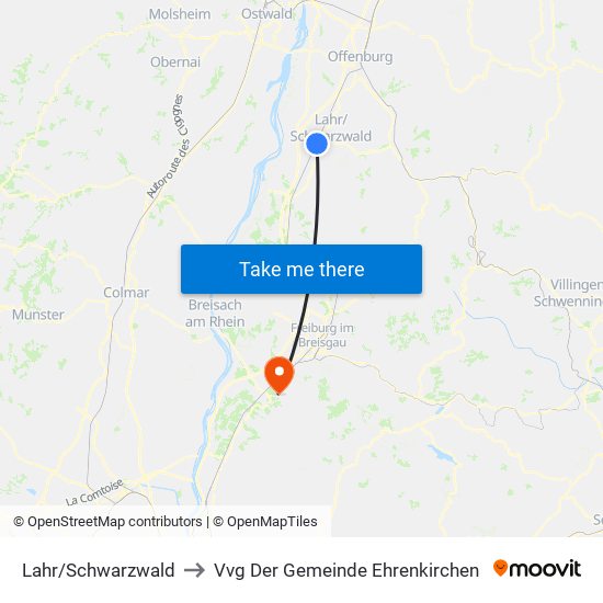 Lahr/Schwarzwald to Vvg Der Gemeinde Ehrenkirchen map