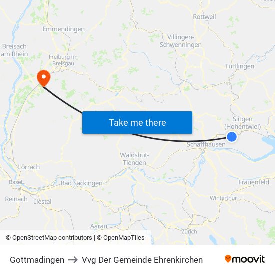 Gottmadingen to Vvg Der Gemeinde Ehrenkirchen map