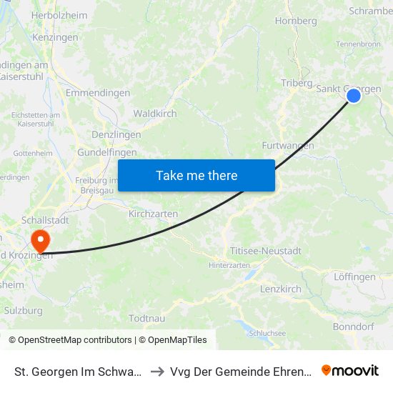 St. Georgen Im Schwarzwald to Vvg Der Gemeinde Ehrenkirchen map