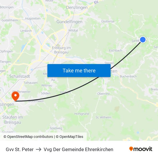 Gvv St. Peter to Vvg Der Gemeinde Ehrenkirchen map