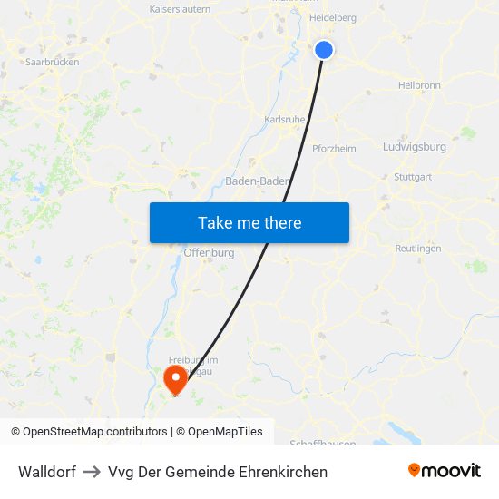 Walldorf to Vvg Der Gemeinde Ehrenkirchen map