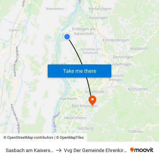 Sasbach am Kaiserstuhl to Vvg Der Gemeinde Ehrenkirchen map