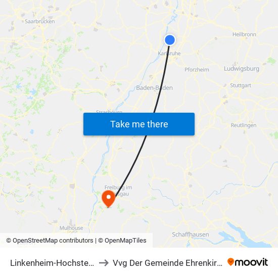 Linkenheim-Hochstetten to Vvg Der Gemeinde Ehrenkirchen map