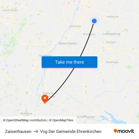 Zaisenhausen to Vvg Der Gemeinde Ehrenkirchen map